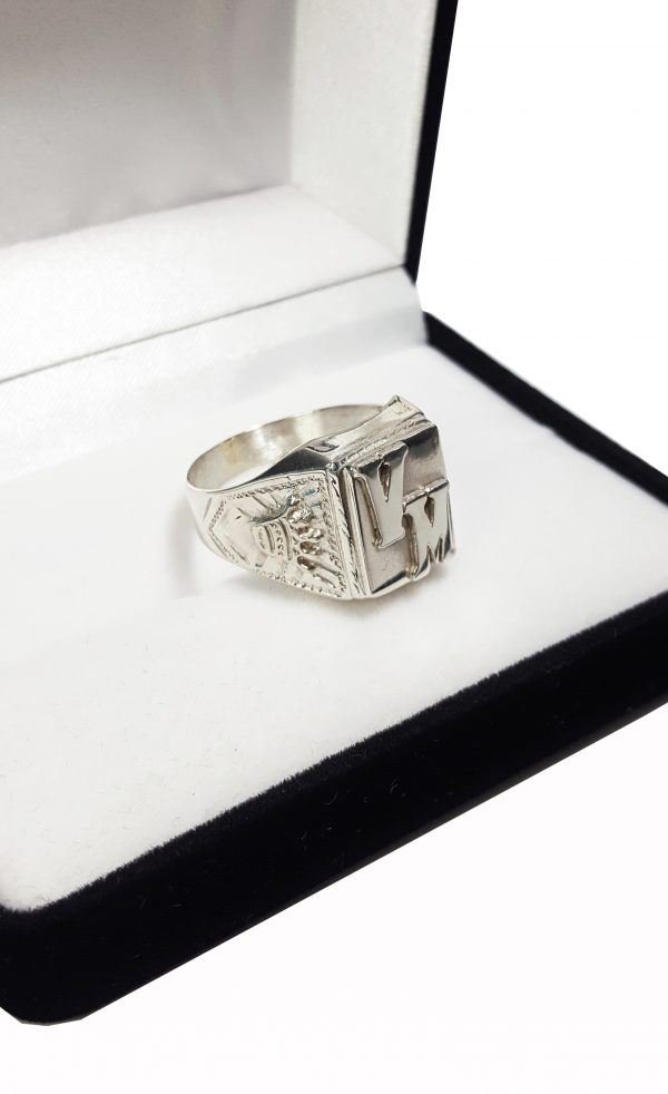 Sello Plata 925 Con Coronas Hombre Letras En Relieve - Imagen 2