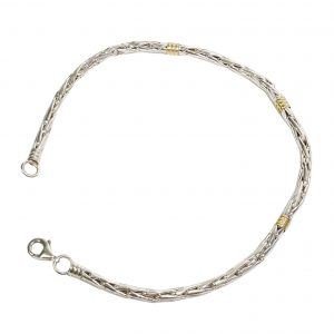 Pulsera Oro 18k Y Plata 925 Soga H2 Hombre Mujer