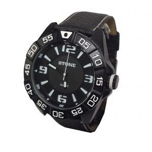 Reloj Stone Malla Cuero Negra (STO831)