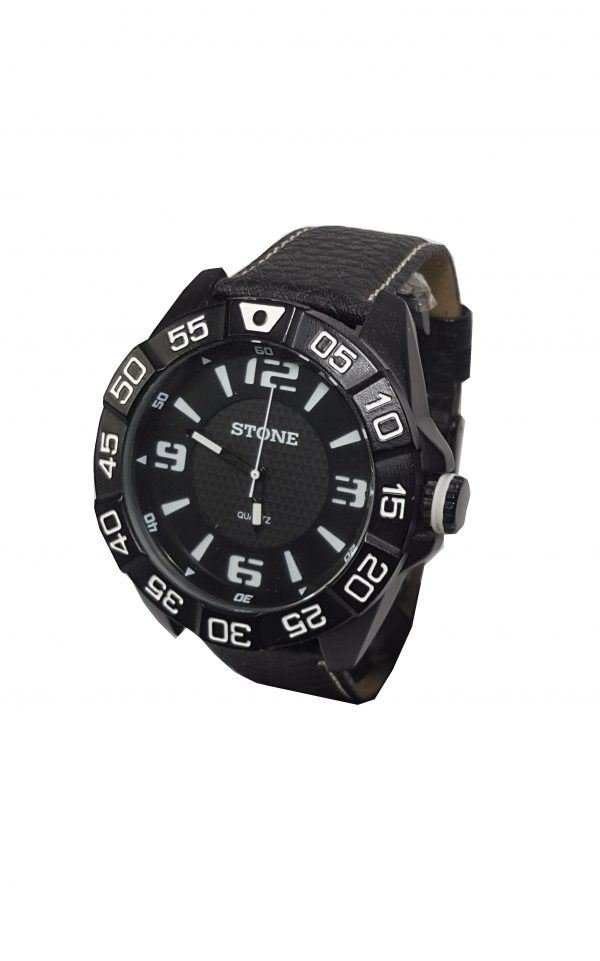 Reloj Stone Malla Cuero Negra (STO831)