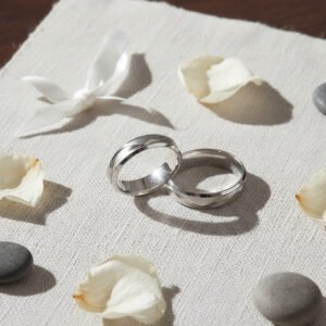 Par De Alianzas Plata Facetadas Compromiso Casamiento (1025)