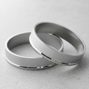 Par De Alianzas Plata Facetadas Compromiso Casamiento (1028)