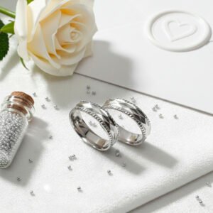 Par De Alianzas Plata Facetadas Compromiso Casamiento (1726)