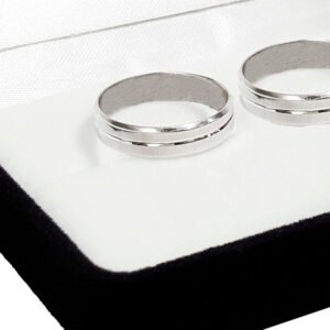 Par De Alianzas Plata Facetadas Compromiso Casamiento (T1012)