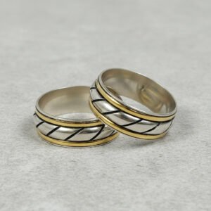 Alianzas Plata 925 Y Oro 18 Kts Bome Lineas Oblicuas (AR10)