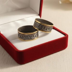 Alianzas Plata 925 Y Oro 18 Kts Labradas Relieve Tipo Guarda Griega (AR14)