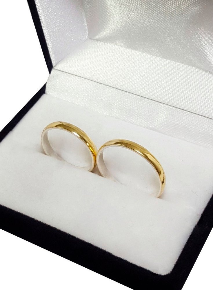 Alianzas Plata Y Oro El Par Anillo Casamiento Media Caña Grabadas - Imagen 2