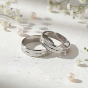 Par De Alianzas Plata Facetadas Compromiso Casamiento (T1012)