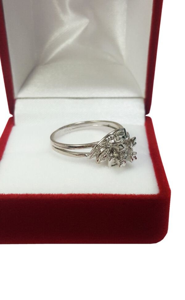 Anillo Mujer Oro Blanco 18 Kilates Modelo Hojita Brillantes - Imagen 3