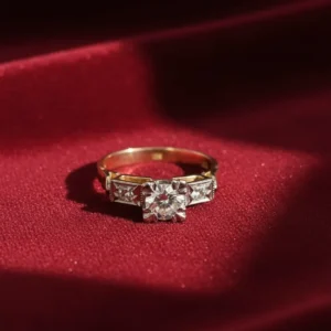 Anillo Mujer Oro Combinado Con 3 Brillantes 18kts Compromiso