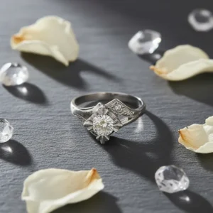 Anillo Mujer Oro Blanco Con Brillantes 18 kilates Compromiso