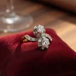 Anillos Mujer Oro Combinado 18k Solitario Doble Brillantes