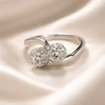 Anillo Mujer Oro Blanco Doble 18 Kilates Con Brillantes
