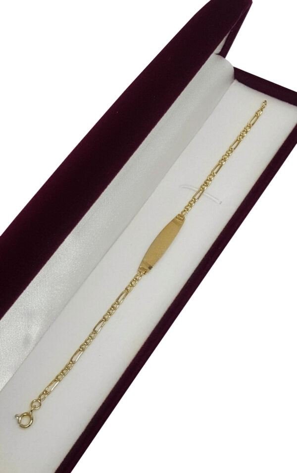 Pulsera Oro 18k Identidad Lisa 1.5 Grs Grabado Bebe Bautismo - Imagen 3