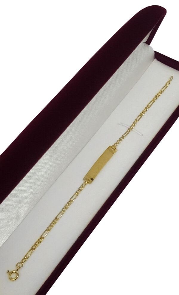 Pulsera Oro 18k Identidad Lisa 1.5 Grs Grabado Bebe Bautismo - Imagen 4