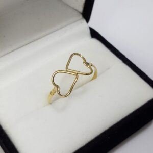 Anillo Para Mujer Regalo Mamá Oro 18 Kts Corazón Doble Liso