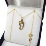 Conjunto Cadena Con Dije Pie Huella Oro 18 K