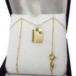 Conjunto Medalla C/ Corazon Y Cadena Oro 18 Kts 45 Cm Mujer