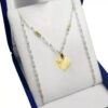 Cadena Plata Y Oro 45 Cm + Dije Oro 18 Medalla Corazón