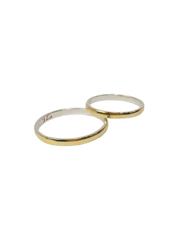 Alianzas Plata Y Oro El Par Anillo Casamiento Grabado 2 Mm - Imagen 3