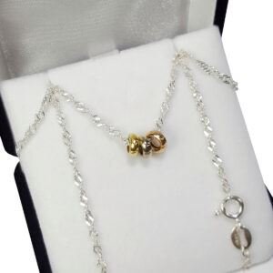 Conjunto Cadena Plata + Dijes Donas Oro 18k Tricolor Medianas