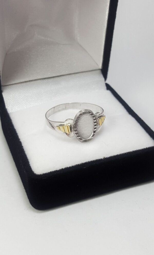Sello Plata Y Oro 18k Cleopatra Chico Con Grabado Incluido - Imagen 2
