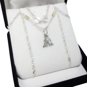 Conjunto Cadena Plata Y Oro + Dije Plata Inicial A Elección