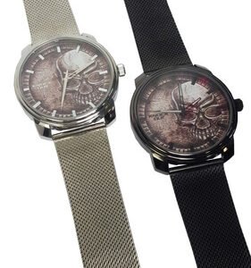 Reloj Knock Out Malla Metalica Fondo Calavera Hombre