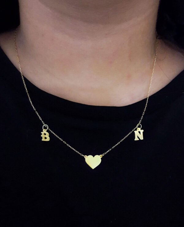 Cadena + Corazón + 2 Iniciales Oro 18 Kts (a elección) - Imagen 2