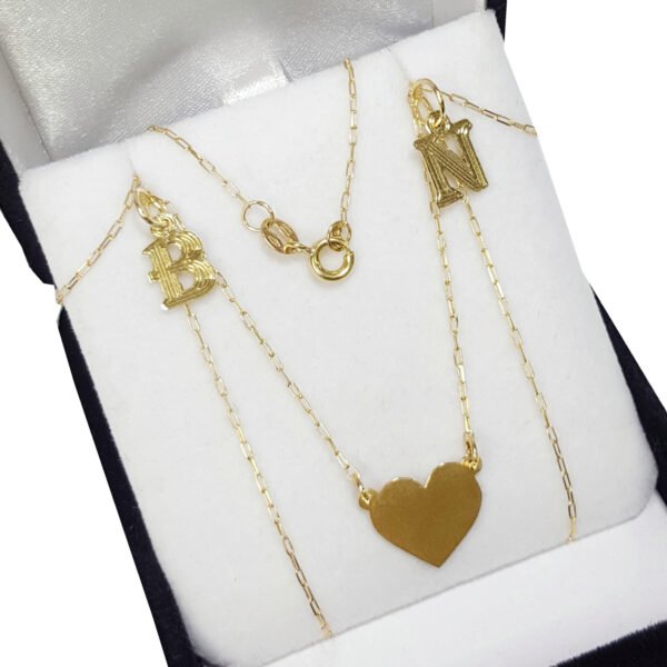 Cadena + Corazón + 2 Iniciales Oro 18 Kts (a elección)