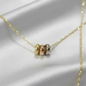 Conjunto Oro 18k Cadena Y Dijes Donas Chicas X 3 Tricolor