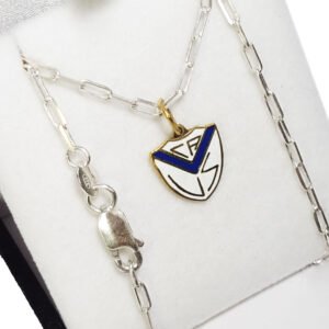 Conjunto Plata 925 Y Oro 18k Escudo Oro Esmaltado Con Cadena