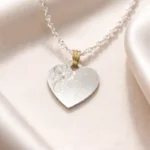 Conjunto Plata Y Oro Cadena + Dije Medalla Mediana Corazón