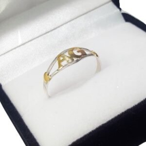 Anillo Plata 925 Y Oro 18 K Ecologico Doble Inicial Mujer