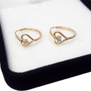 Aros Oro 18 Kilates Cubanos Corazon Con Piedra Mujer Niña