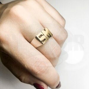 Anillo Sello Plata Y Oro 2 O 3 Iniciales Grande