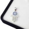 Dije Plata 925 Mano Fátima Con Piedras Blancas Y Azules
