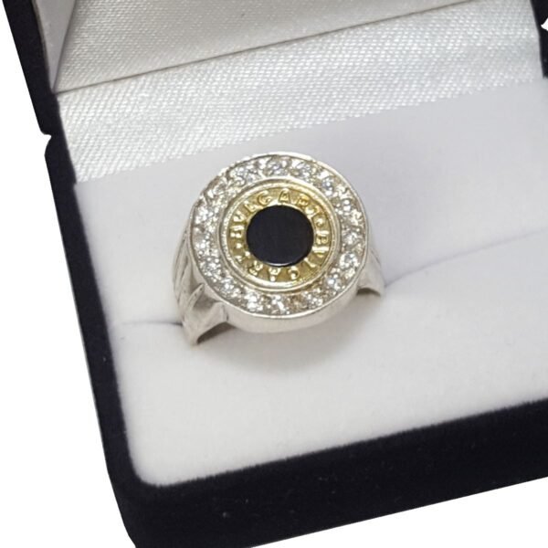 Anillo Bulgari Tipo Sello de Plata 925 Y Oro 18k - Imagen 3