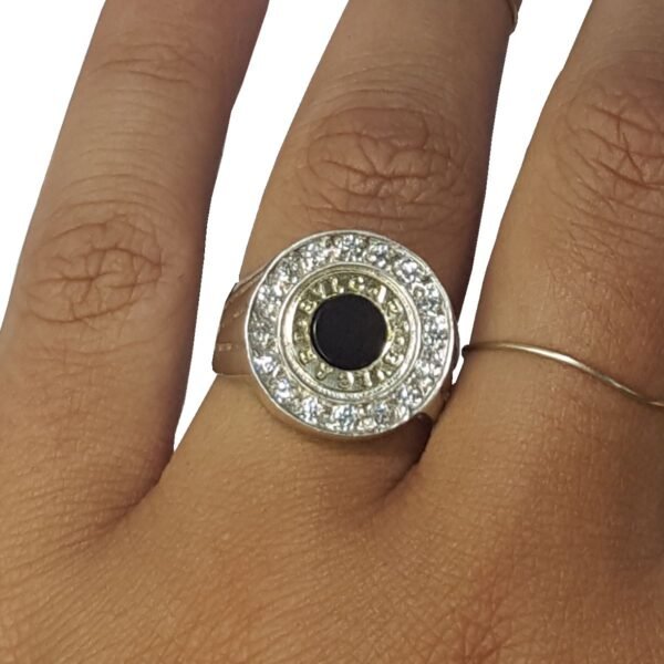 Anillo Bulgari Tipo Sello de Plata 925 Y Oro 18k - Imagen 2