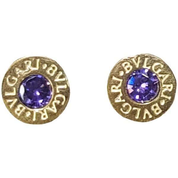 Aros Bulgari Plata 925 Y Oro 18 Kilates Con Cubic Mediano - Imagen 2