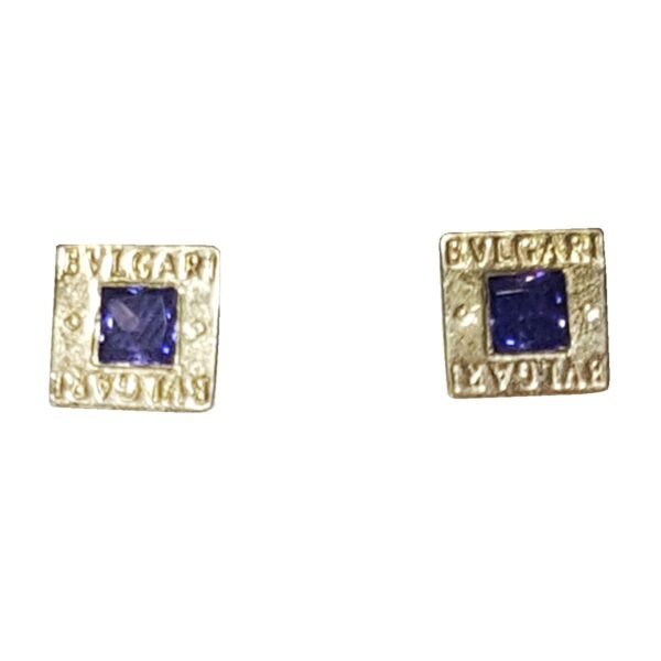 Aros Bulgari Cuadrados Plata y Oro 18 kilates - Imagen 2