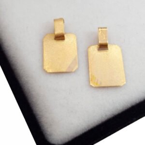 Dije Medalla Oro 18 Kts Rectangular Grabado Unisex