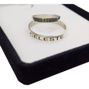 Alianzas Plata 925 Cinta Con Grabado De Nombre Empavonado
