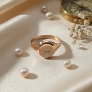Anillo Sello Oro 18 K Ovalado 1.3 Grs Chico Aplique Corazon