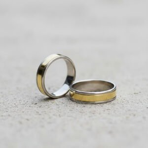 Par De Alianzas Plata 925 Y Oro 18k Cinta