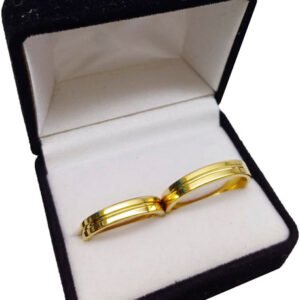Par Alianzas Acero Dorado Con Grabado