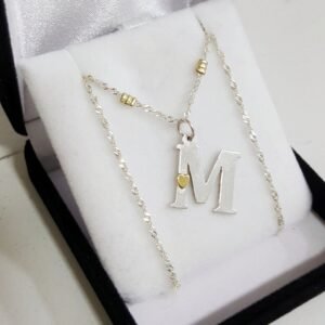 Conjunto Cadena Singapur Plata Y Oro + Dije Inicial Grande