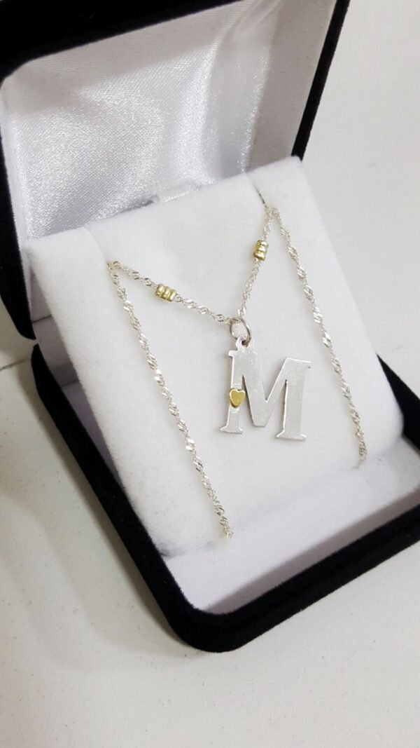 Conjunto Cadena Singapur Plata Y Oro + Dije Inicial Grande