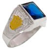 Sello Plata 925 Y Oro 18k Hombre Con Coronas Y Piedra - Imagen 3