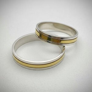 Par Alianzas Plata 925 Y Oro 18k De Compromiso Boda